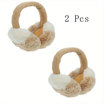 2pcs Plush Fluffy Earmuffs Winter Accessories Winter Earmuffs Ski Accessories Winter Outdoor Earmuffs