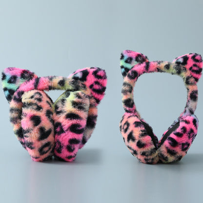 1pc Cute Animal Earmuffs for Women, Faux Fur Cat Ear Muffs Foldable Winter Warm Plush Ear Covers Ear Warmers Headband Outdoor Windproof Cold Weather Headwear for Ski Cycling Camping Running