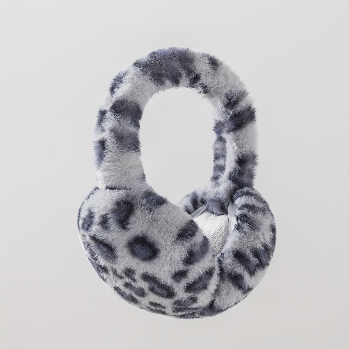 1 Chic Women's Leopard Print Fashion Earmuffs - Soft, Warm Polyester Stretch Comfort | Hand-Washable | Available in Brown, Black & White, and Grayish-Blue | Stylish & Cozy Ear Warmers